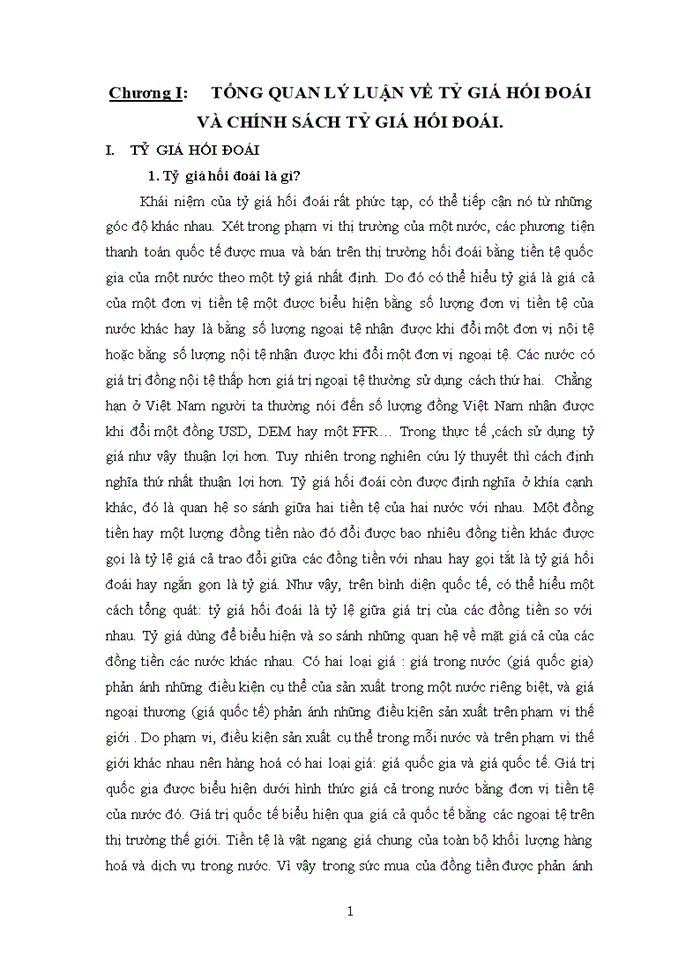 Cơ chế quản lý tỷ giá hối đoái và   tình hình thực tiễn ở việt nam hiện nay