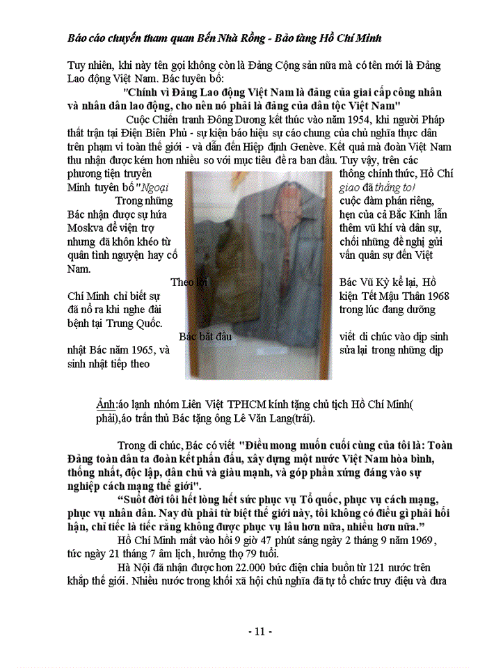 image for page Báo cáo về chuyến tham quan bến nhà rồng