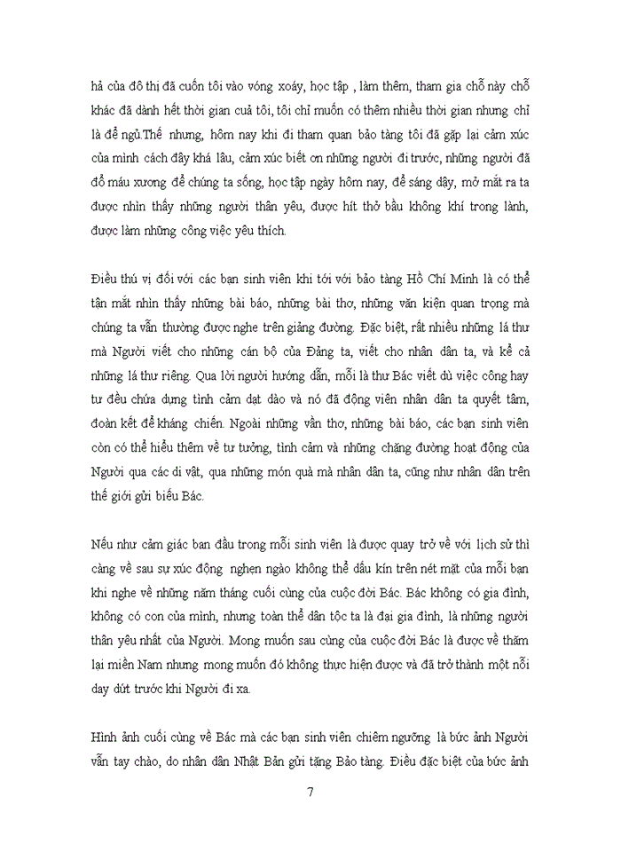 image for page Thu hoạch buổi tham quan bảo tàng Hồ Chí Minh