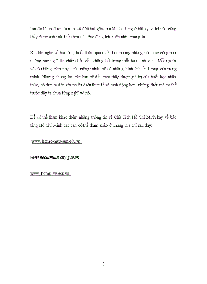 image for page Thu hoạch buổi tham quan bảo tàng Hồ Chí Minh