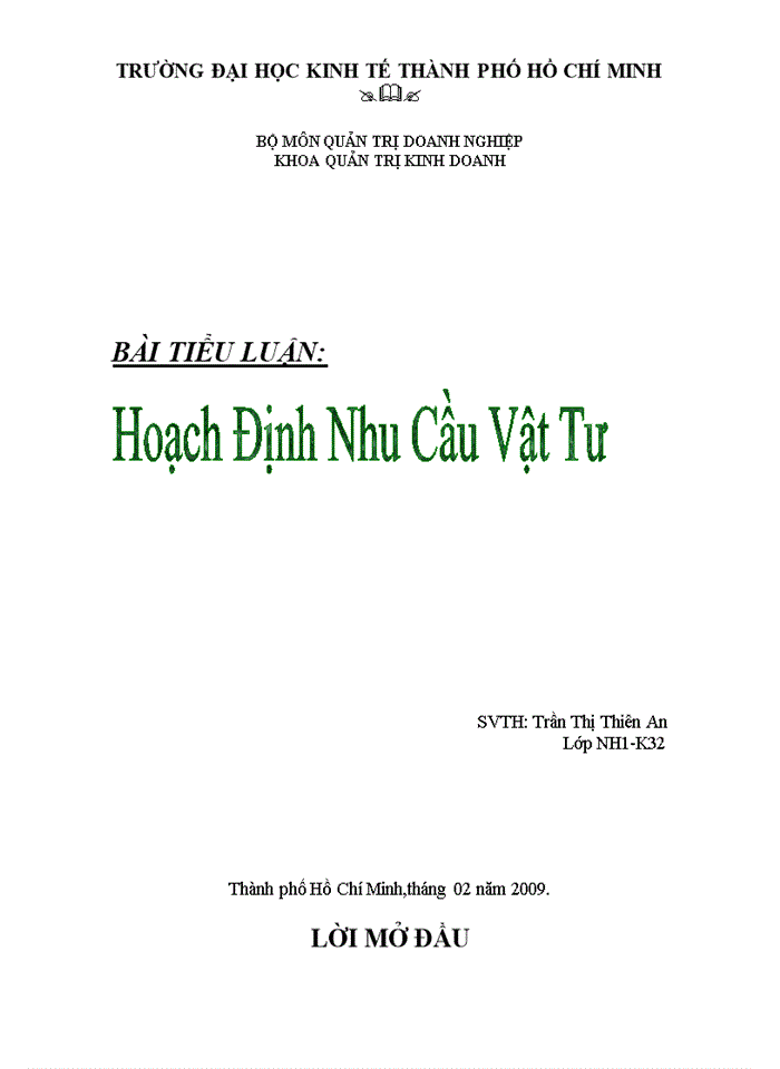 Hoạch định nhu cầu vật tư