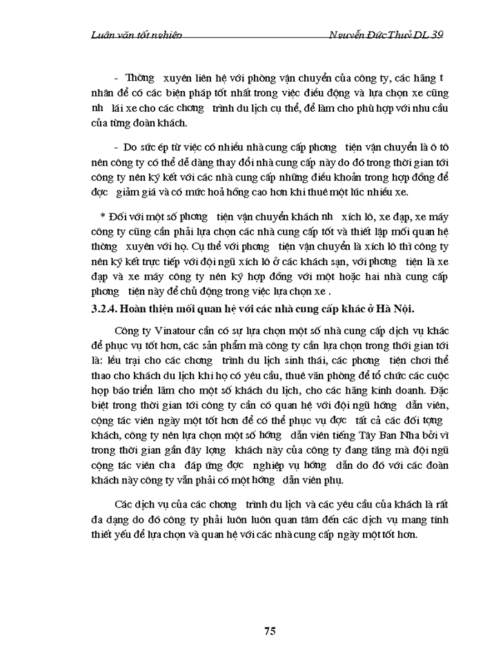image for page Quan hệ với các nhà cung cấp ở Hà Nội của công ty điều hành hướng dẫn du lịch Vinatour, thực trạng và giải pháp