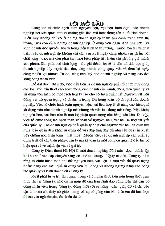 image for page Hạch toán chi tiết nguyên liệu, vật liệu với việc nâng cao hiệu quả sử dụng vốn lưu động trong sản xuất kinh doanh tại Công ty Điện thoại Hà Nội