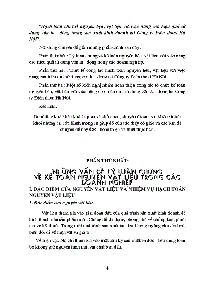 image for page Hạch toán chi tiết nguyên liệu, vật liệu với việc nâng cao hiệu quả sử dụng vốn lưu động trong sản xuất kinh doanh tại Công ty Điện thoại Hà Nội
