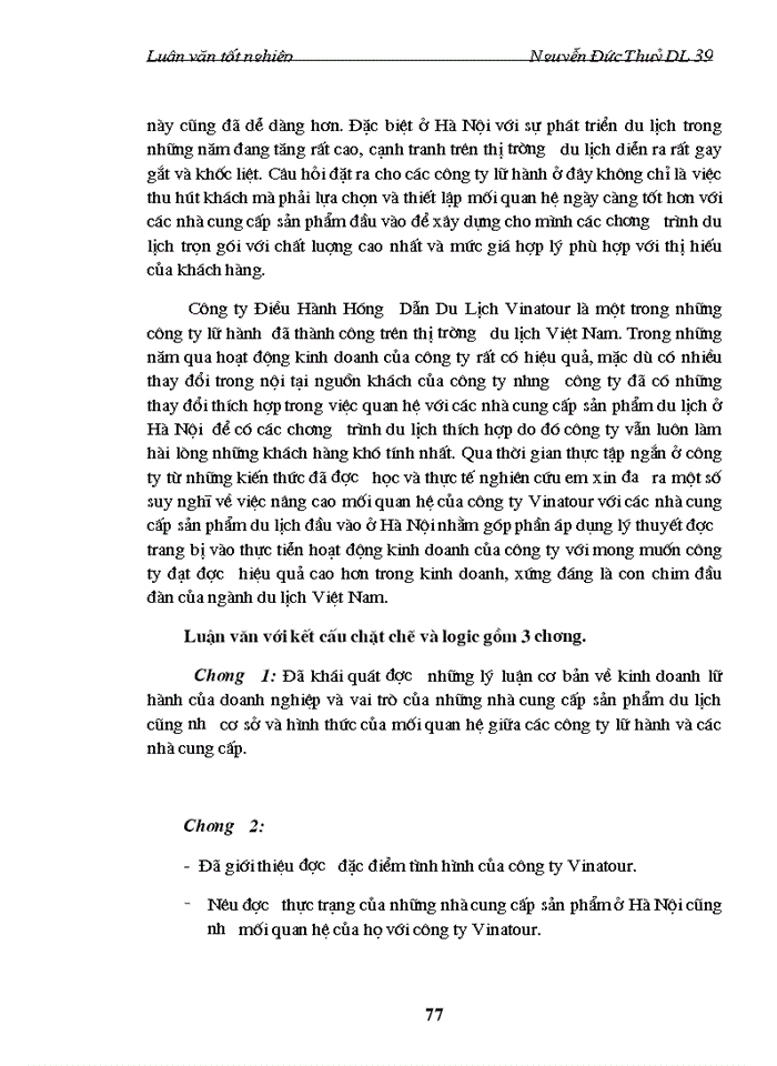 image for page Quan hệ với các nhà cung cấp ở Hà Nội của công ty điều hành hướng dẫn du lịch Vinatour, thực trạng và giải pháp