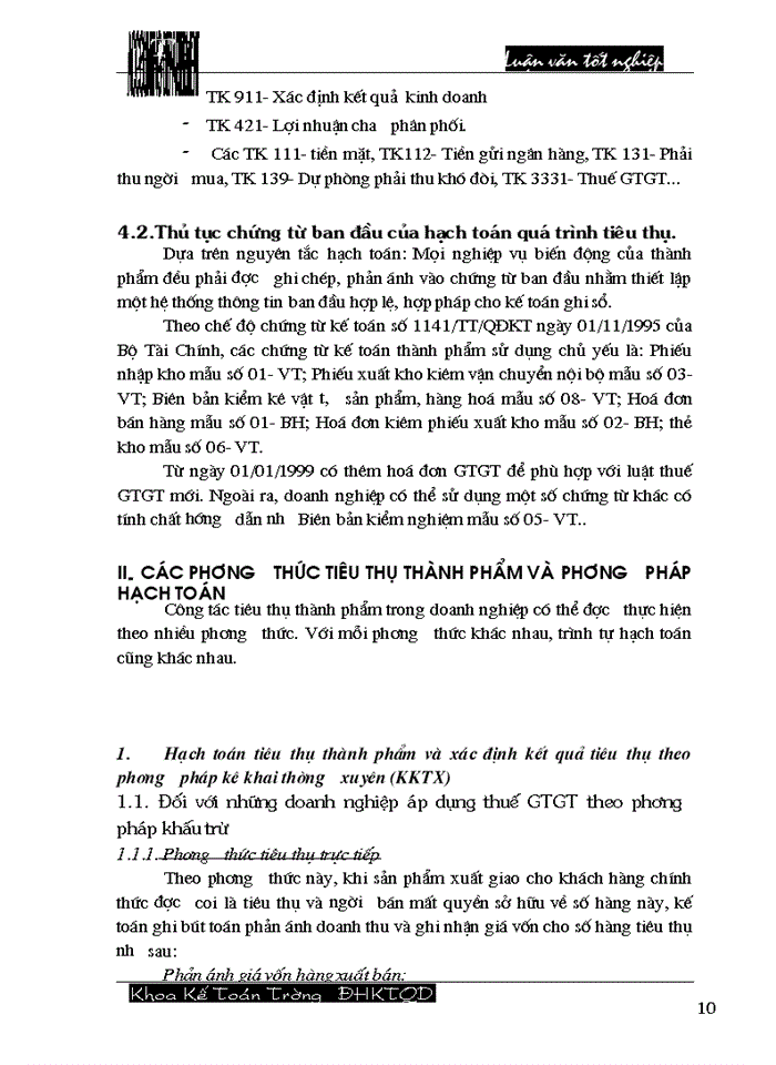 image for page Hoàn thiện công tác hạch toán tiêu thụ thành phẩm và xác định kết quả tiêu thụ tại Công ty cổ phần Dệt 10/10