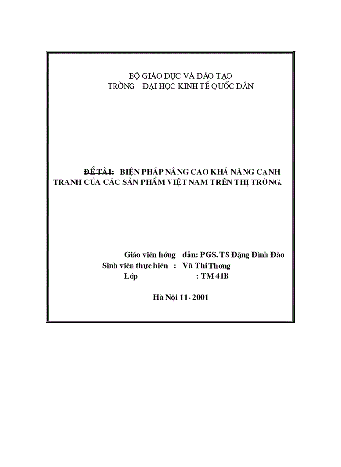 Biện pháp nâng cao khả năng cạnh tranh của các sản phẩm việt nam trên thị trường