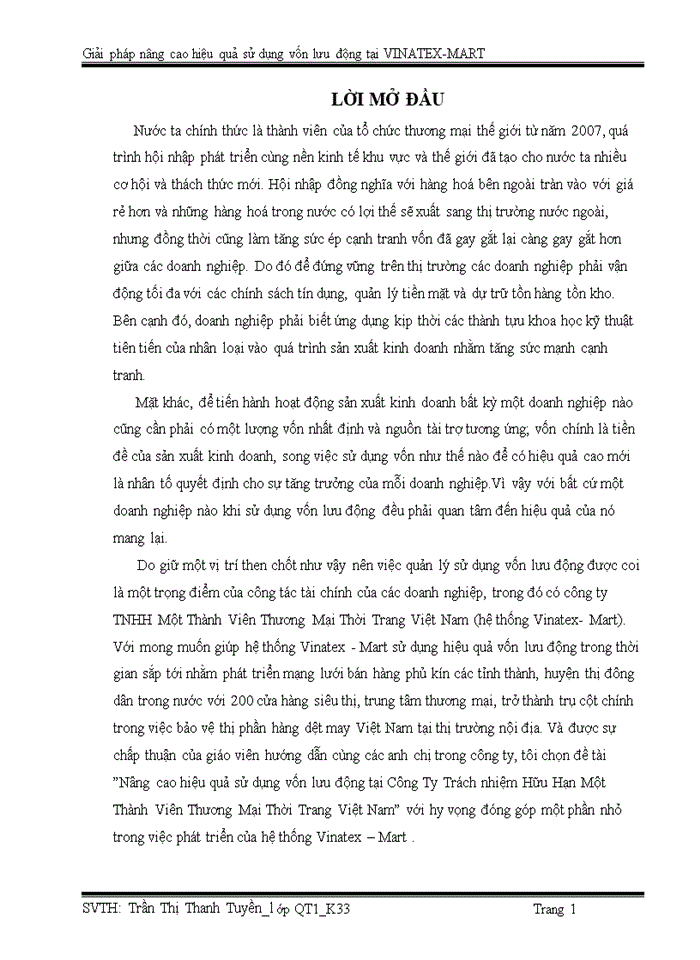 image for page Giải pháp nâng cao hiệu quả sử dụng vốn lưu động tại công ty tnhh một thành viên thương mại thời trang dệt may việt nam