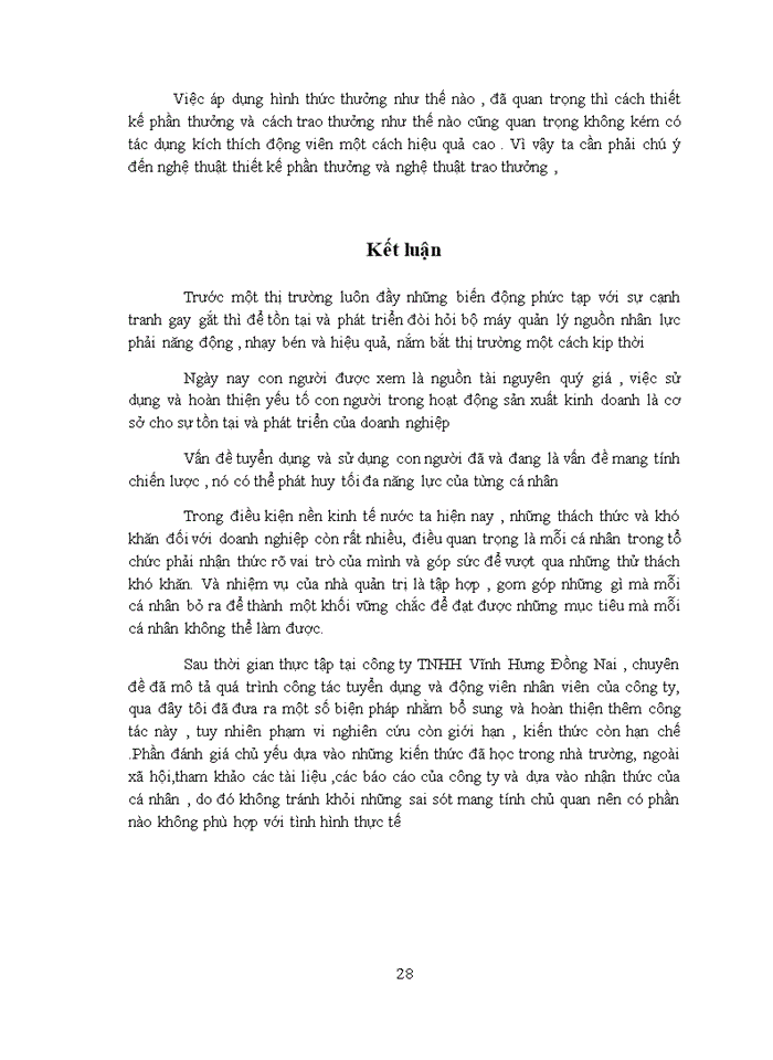 image for page Thực trạng công tác tuyển dụng và động viên nhân viên tại công ty tnhh vĩnh hưng-đồng nai