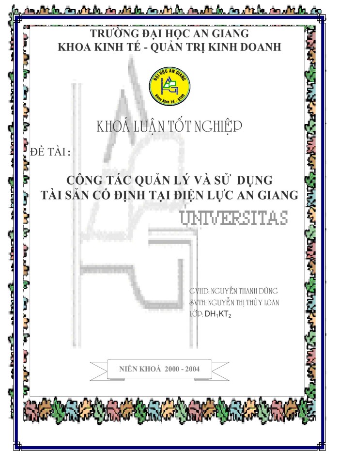 Công tác quản lí và sử dụng tài sản cố định tại điện lực AN Giang