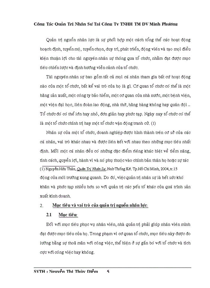 công tác quản trị nhân sự tại công ty TNHH