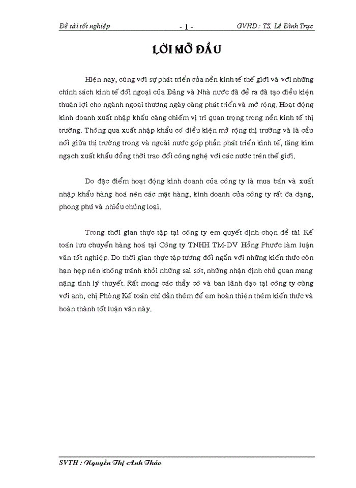 image for page Kế toán lưu chuyển hàng hoá tại Công ty TNHH TM-DV Hồng Phước