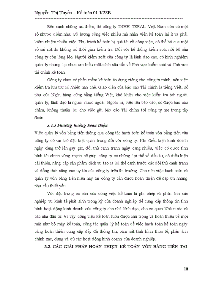 image for page Hoàn thiện kế toán Vốn bằng tiền tại Công ty TNHH TERAL Việt Nam 2018