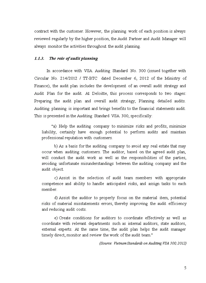 image for page Improving audit planning in financial audit conducted by deloitte vietnam 2020