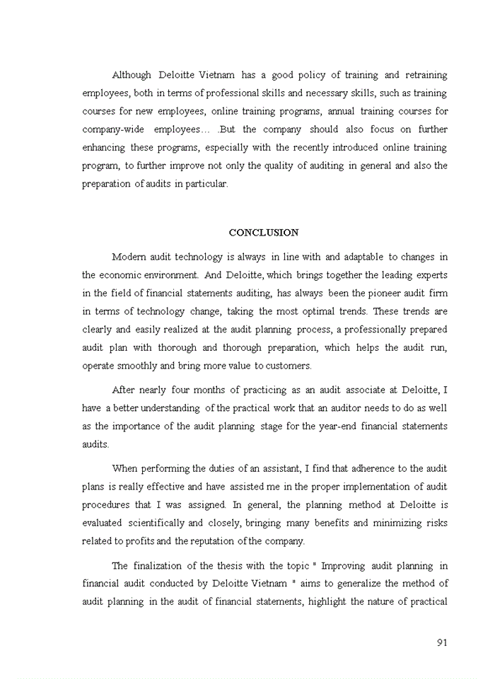 image for page Improving audit planning in financial audit conducted by deloitte vietnam 2020