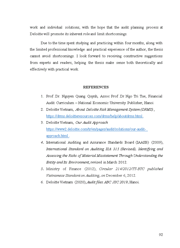 image for page Improving audit planning in financial audit conducted by deloitte vietnam 2020