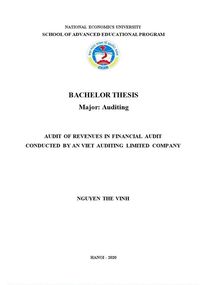 Audit of revenues in financial audit conducted by an viet auditing limited company 2020