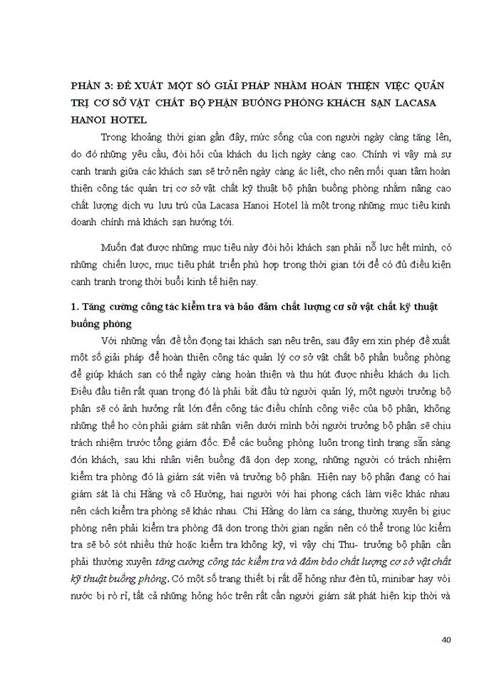 image for page Hoàn thiện công tác quản trị cơ sở vật chất kỹ thuật bộ phận buồng phòng khách sạn Lacasa Hanoi Hotel 2018