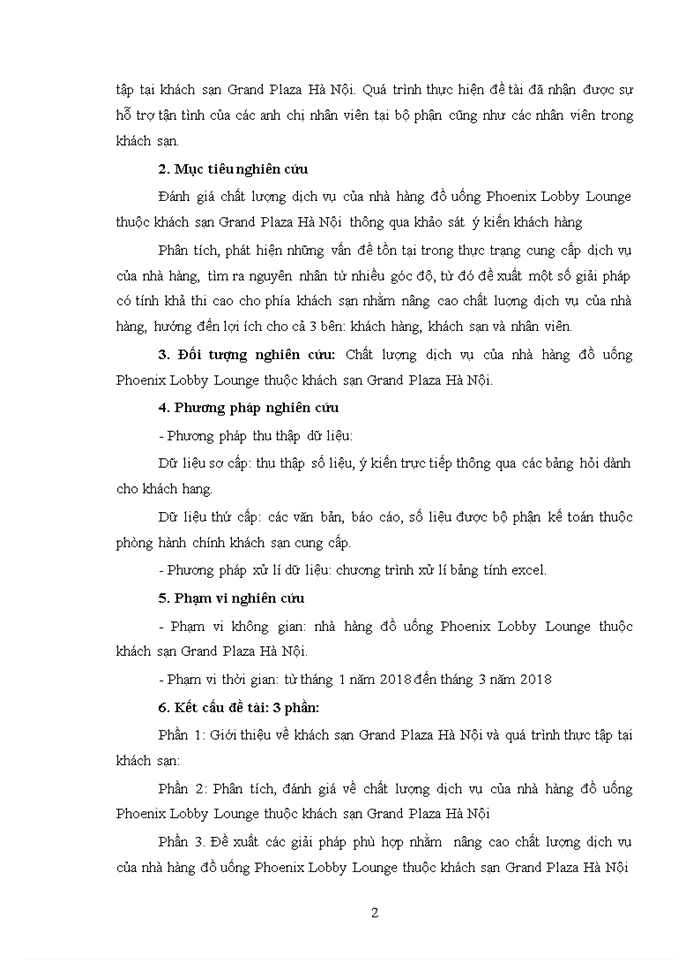 image for page Nâng cao chất lượng dịch vụ của nhà hàng đồ uống phoenix lobby lounge thuộc khách sạn grand plaza hà nội 2018