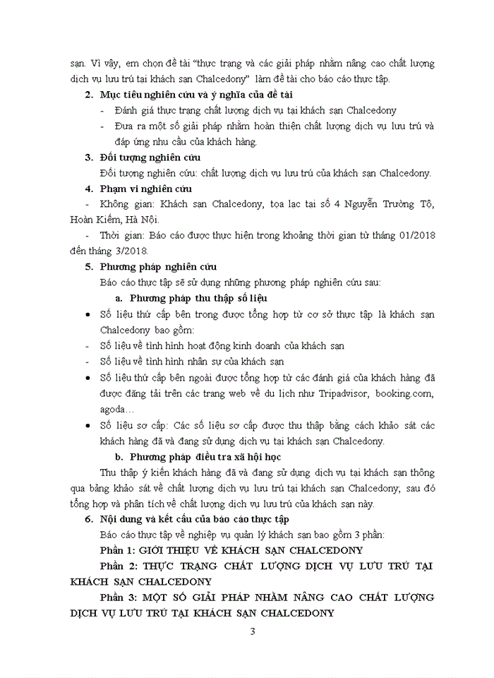 image for page Thực trạng và các giải pháp nhằm nâng cao chất lượng dịch vụ lưu trú tại khách sạn chalcedony  2018