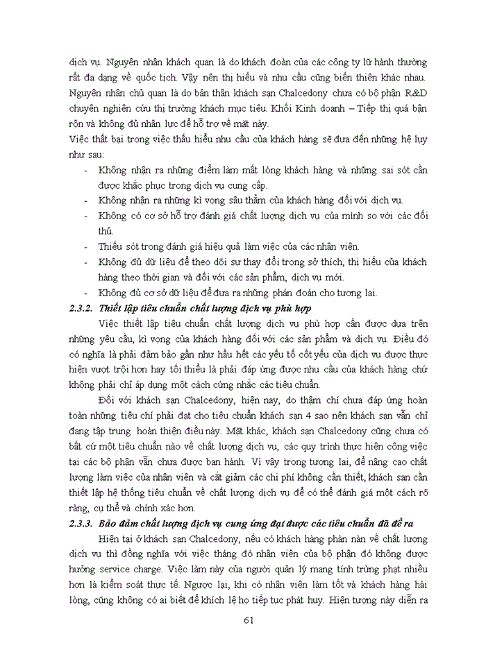 image for page Thực trạng và các giải pháp nhằm nâng cao chất lượng dịch vụ lưu trú tại khách sạn chalcedony  2018