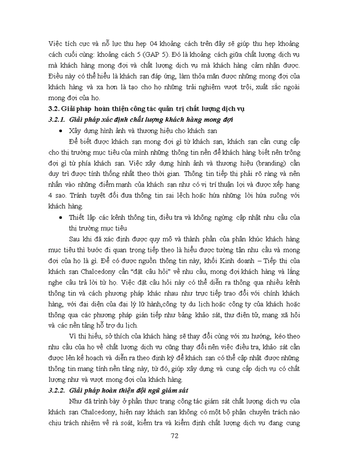 image for page Thực trạng và các giải pháp nhằm nâng cao chất lượng dịch vụ lưu trú tại khách sạn chalcedony  2018