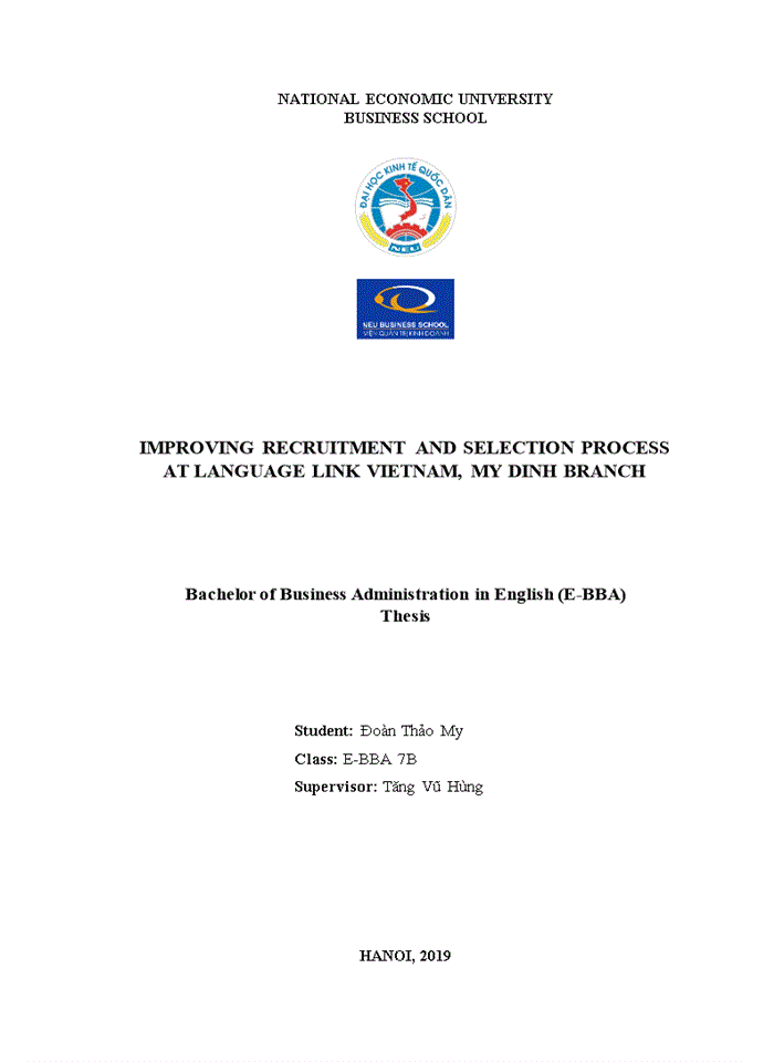 image for page Improving recruitment and selection process at language link vietnam, my dinh branch 2019