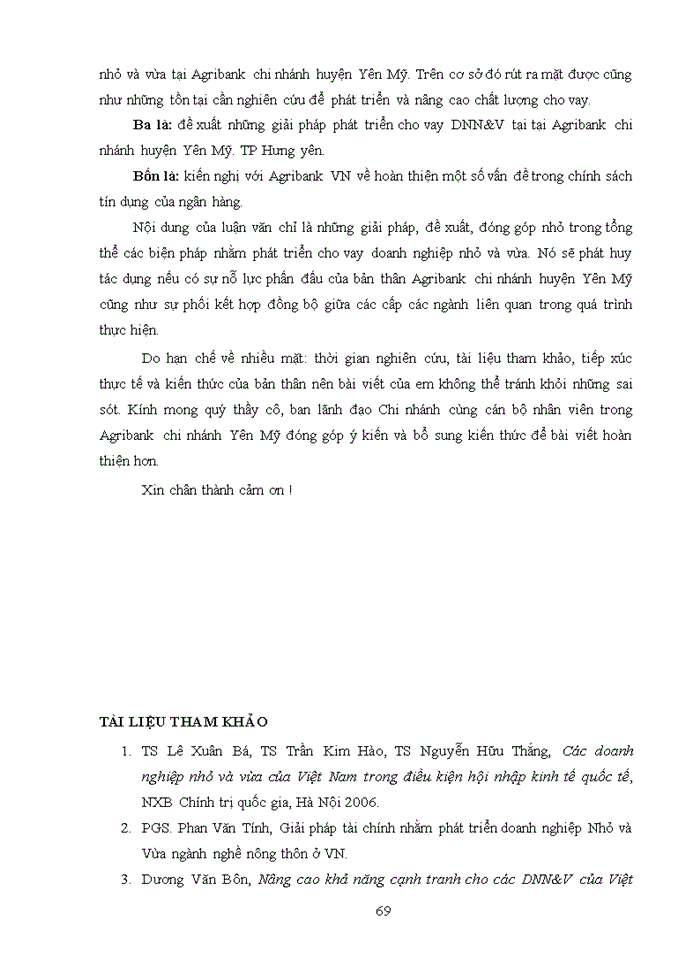 image for page Phát triển cho vay doanh nghiệp nhỏ và vừa tại agribank chi nhánh yên mỹ hưng yên ii 2019