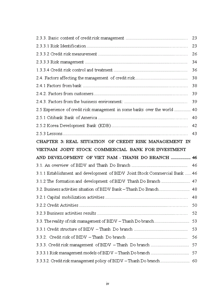 The credit risk management at bidv bank – thanh do branch 2018