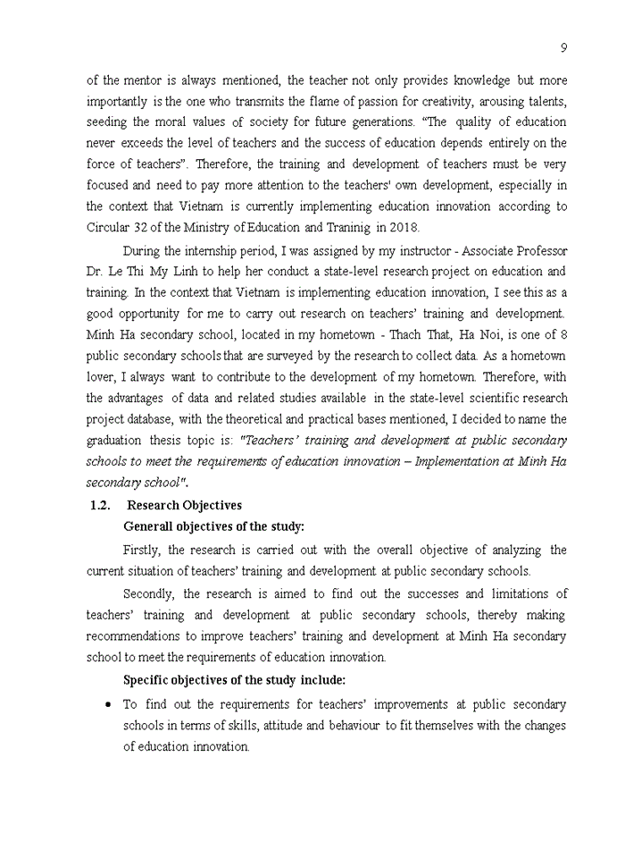 image for page Teachers’ training and development at public secondary schools to meet the requirements of education innovation – implementation at minh ha secondary school 2019
