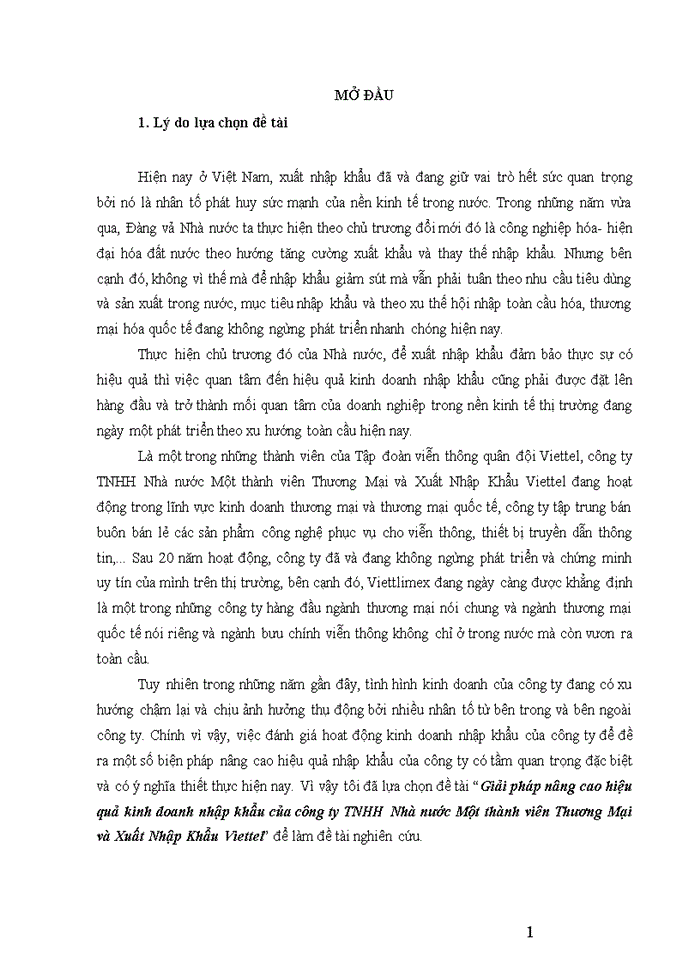 image for page Giải pháp nâng cao hiệu quả kinh doanh nhập khẩu của công ty TNHH Nhà nước Một thành viên Thương Mại và Xuất Nhập Khẩu Viettel 2019