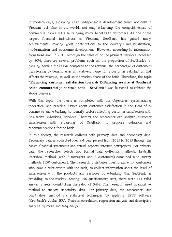 image for page Enhancing customer satisfaction towards e-banking service at southeast asian commercial joint stock bank – seabank 2020