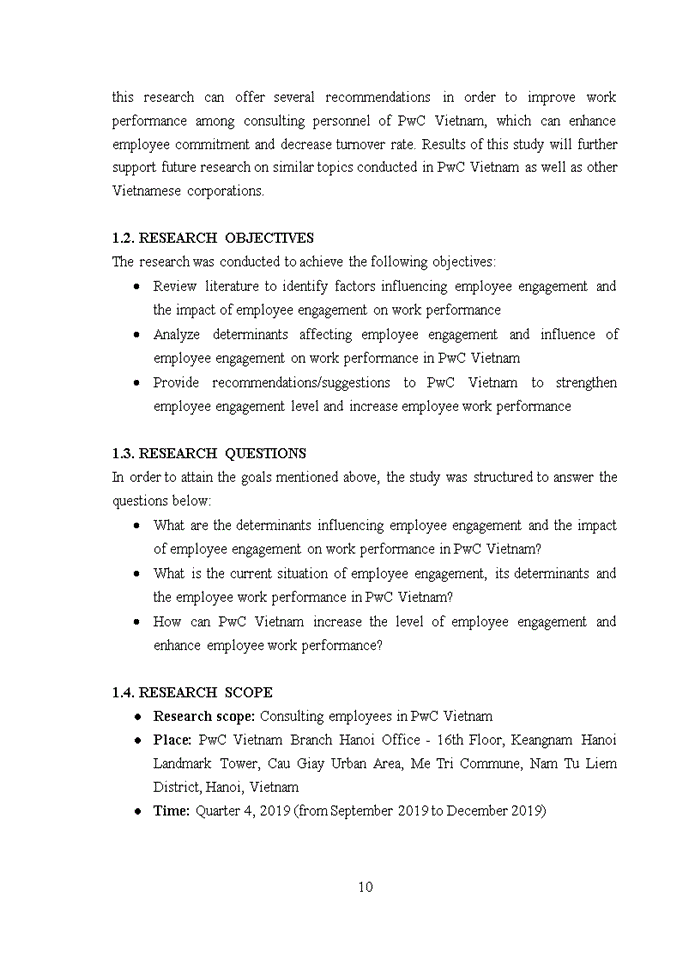 image for page Determinants of employee engagement and their impact on work performance in pricewaterhousecoopers vietnam ltd 2020