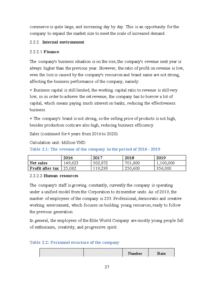 image for page Analysis of business strategy of Elite World Investment and Development Joint Stock Company in the period of 2016 – 2021