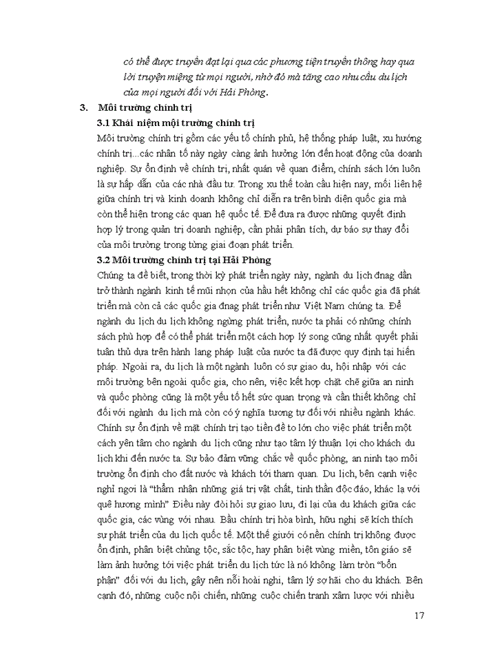 image for page Phân tích các nhân tố môi trường bên ngoài tác động đến nhu cầu lưu trú tại hải phòng 2020