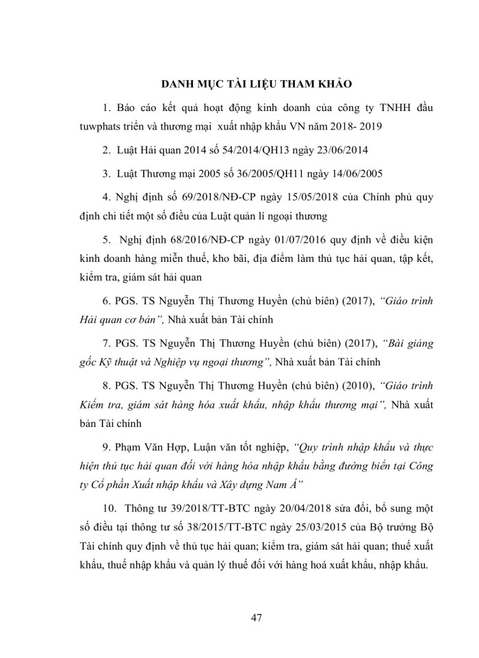 image for page Thủ tục hải quan đối với hàng nhập khẩu tại công ty TNHH đầu tư phát triển và thương mại xuất nhập khẩu VN