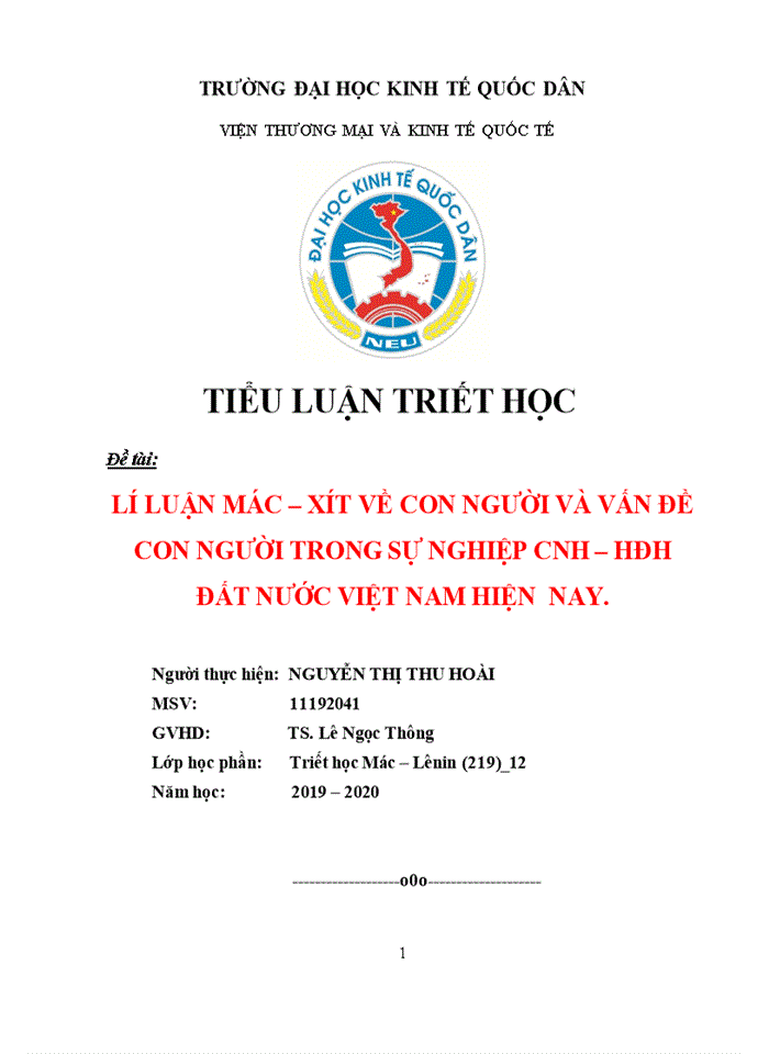 image for page Lí luận mác – xít về con người và vấn đề con người trong sự nghiệp cnh – hđh đất nước việt nam hiện  nay 2020