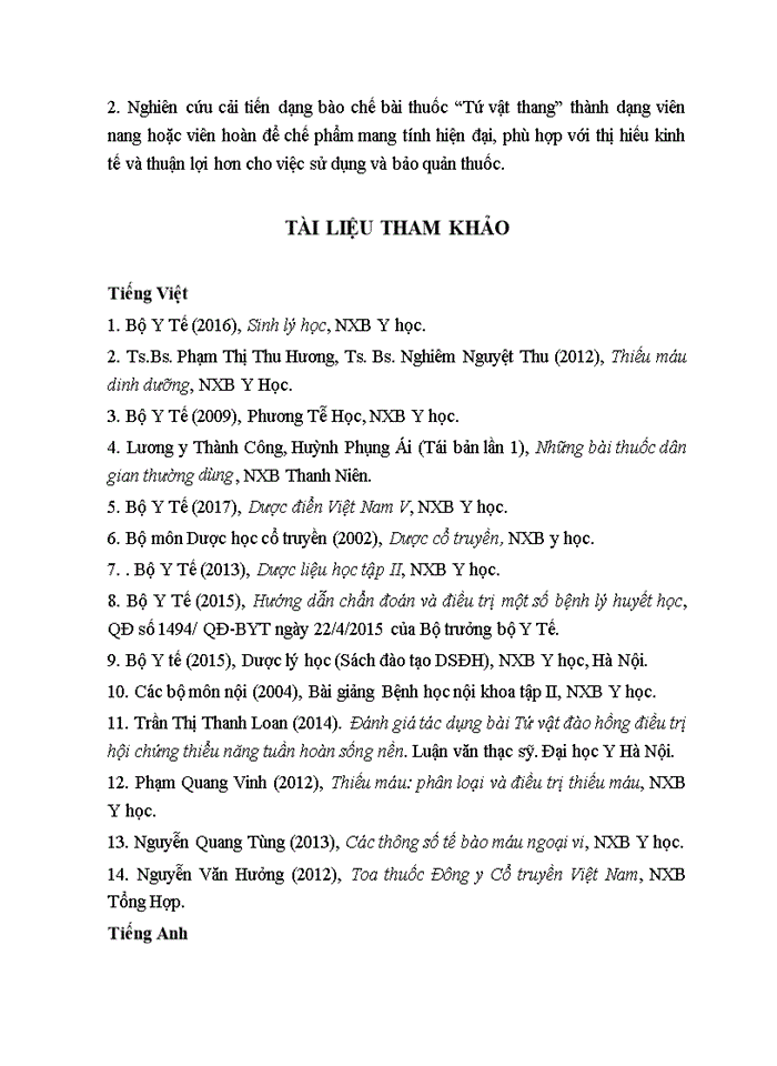 image for page Nghiên cứu tác dụng bổ huyết của bài thuốc Tứ vật thang