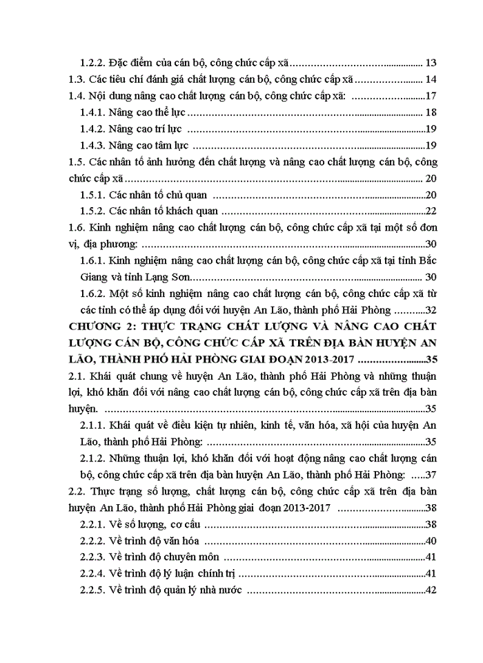 Nâng cao chất lượng cán bộ, công chức cấp xã trên địa bàn huyện an lão, thành phố hải phòng 2018