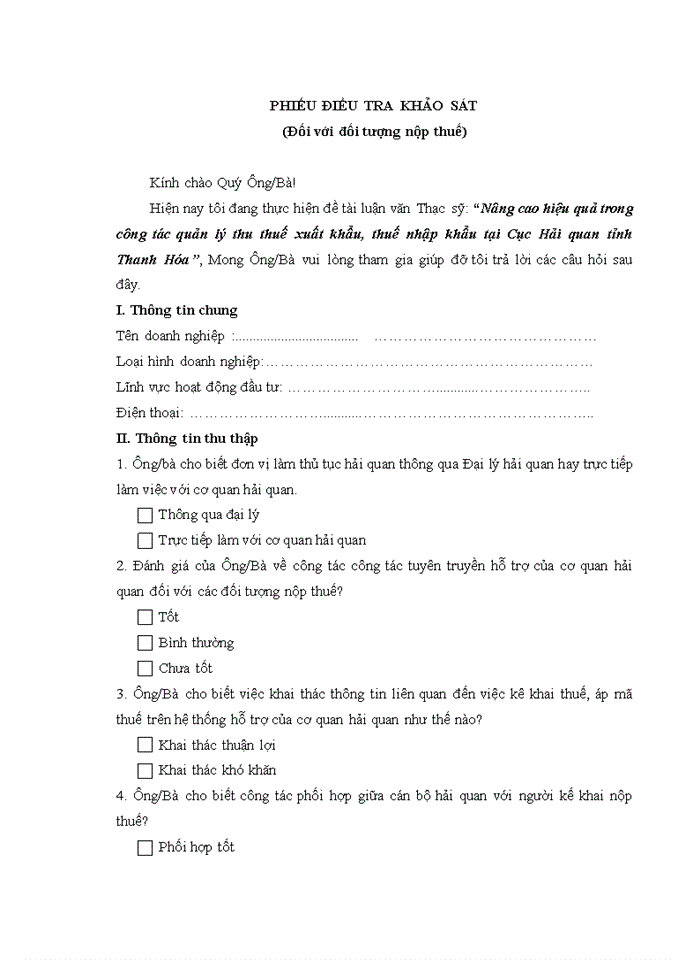 image for page Nâng cao hiệu quả trong công tác quản lý thu thuế xuất khẩu, thuế nhập khẩu tại cục hải quan tỉnh thanh hóa 2018