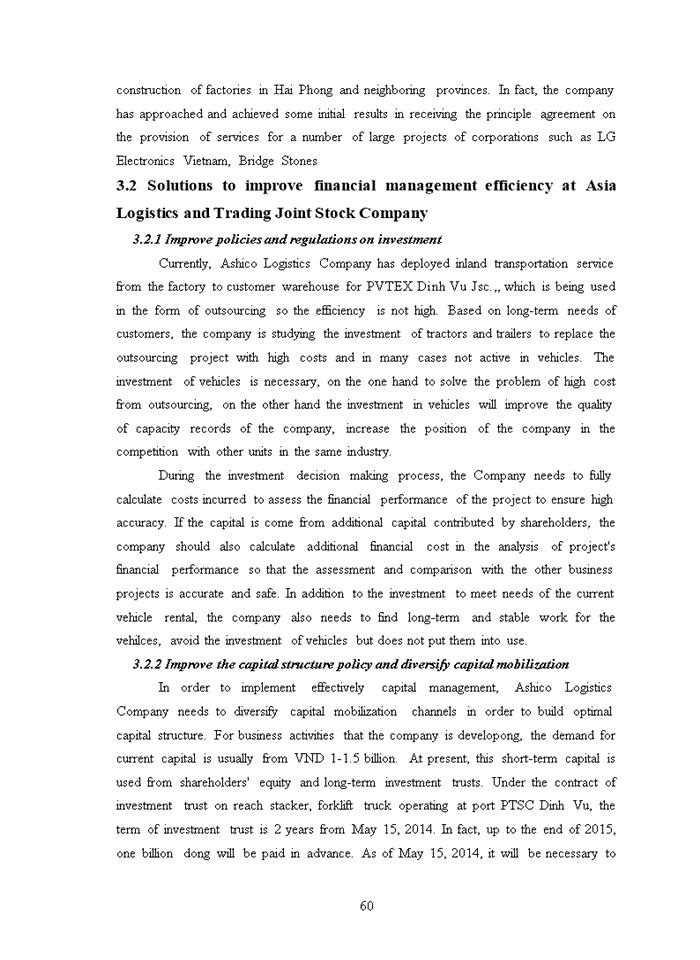 image for page Financial management in A Chau logistics and trading joint stock company