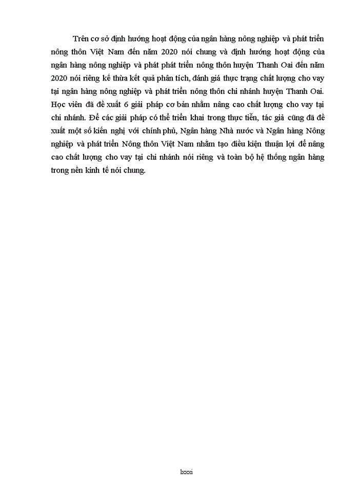 image for page Giải pháp chủ yếu nhằm nâng cao chất lượng cho vay tại ngân hàng nông nghiệp và phát triển nông thôn việt nam- chi nhánh huyện thanh oai 2017