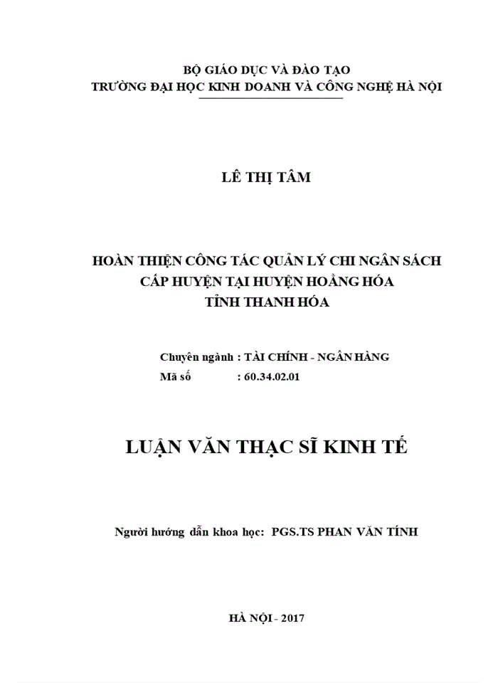 image for page Hoàn thiện công tác quản lý chi ngân sách cấp huyện tại huyện hoằng hóa tỉnh thanh hóa 2017