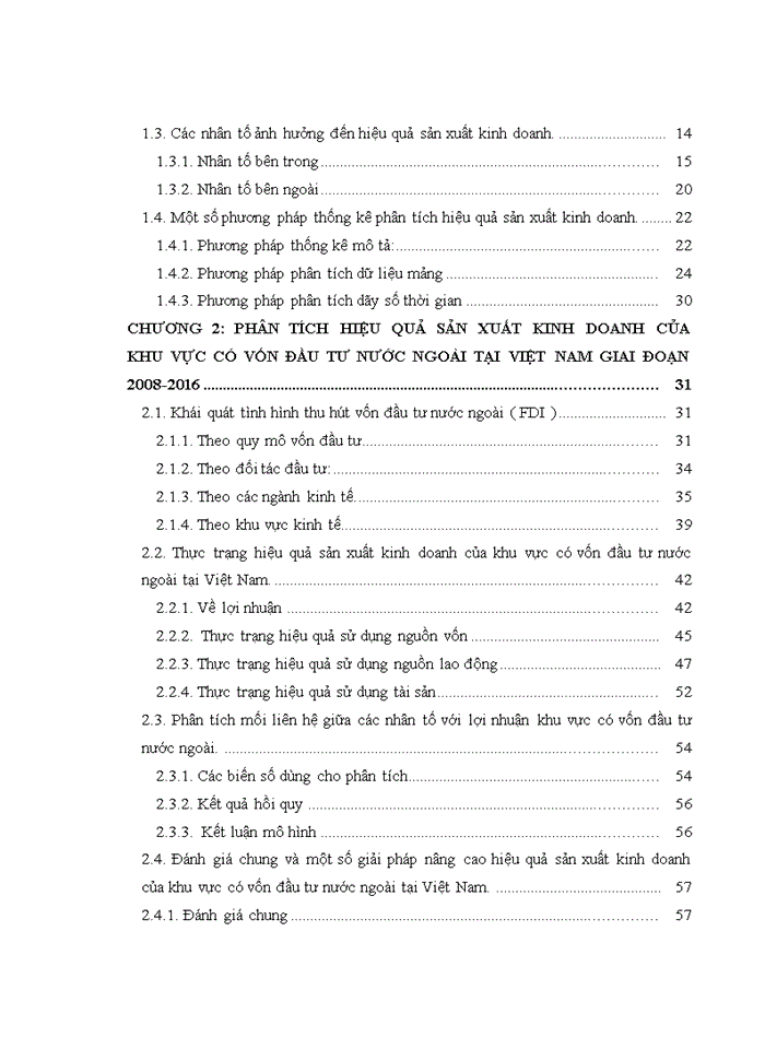 Nghiên cứu thống kê hiệu quả sản xuất kinh doanh của khu vực có vốn đầu tư nước ngoài tại việt nam giai đoạn 2008-2016