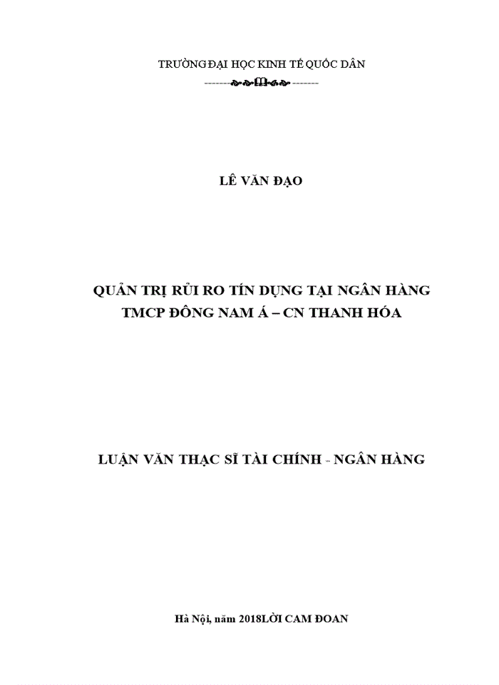 image for page Quản trị rủi ro tín dụng tại ngân hàng tmcp đông nam á – cn thanh hóa 2018