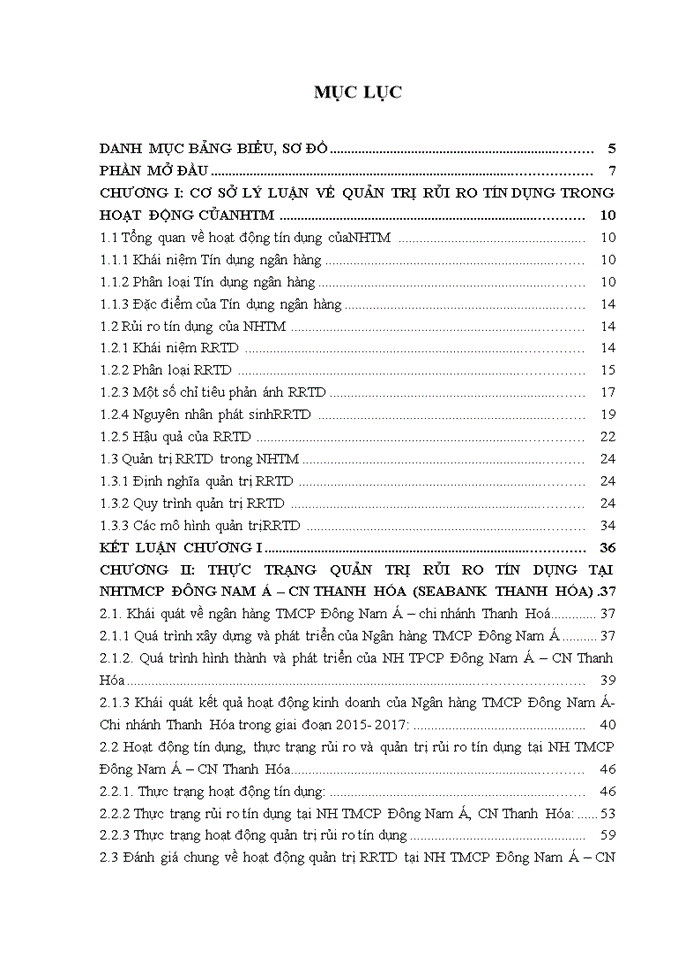 image for page Quản trị rủi ro tín dụng tại ngân hàng tmcp đông nam á – cn thanh hóa 2018