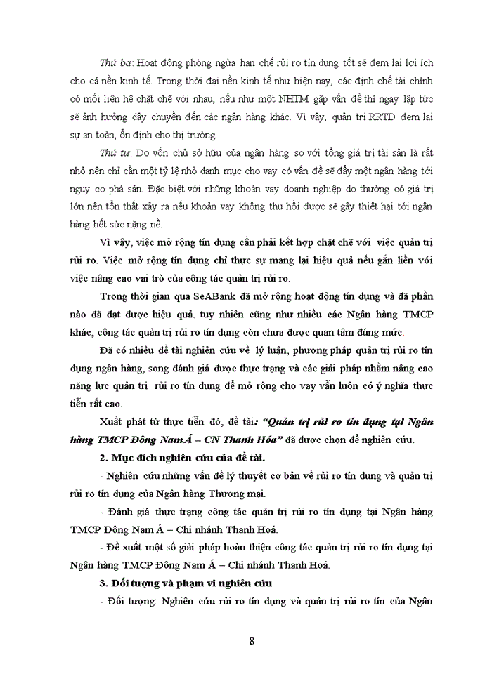 image for page Quản trị rủi ro tín dụng tại ngân hàng tmcp đông nam á – cn thanh hóa 2018
