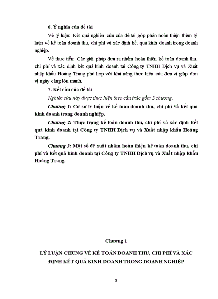 image for page Hoàn thiện kế toán doanh thu, chi phí và xác định kết quả kinh doanh tại công ty tnhh dịch vụ và xuất nhập khẩu hoàng trang 2020