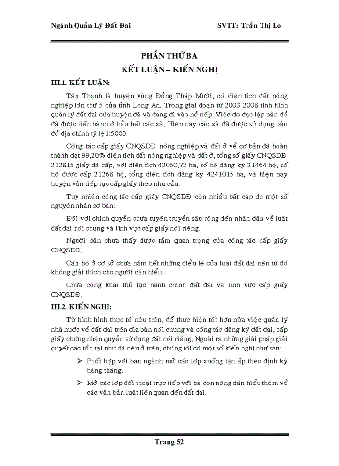 image for page Đánh giá tình hình cấp giấy chứng nhận quyền sử dụng đất trên địa bàn huyện tân thạnh tỉnh long an giai đoạN 2003 - 2008