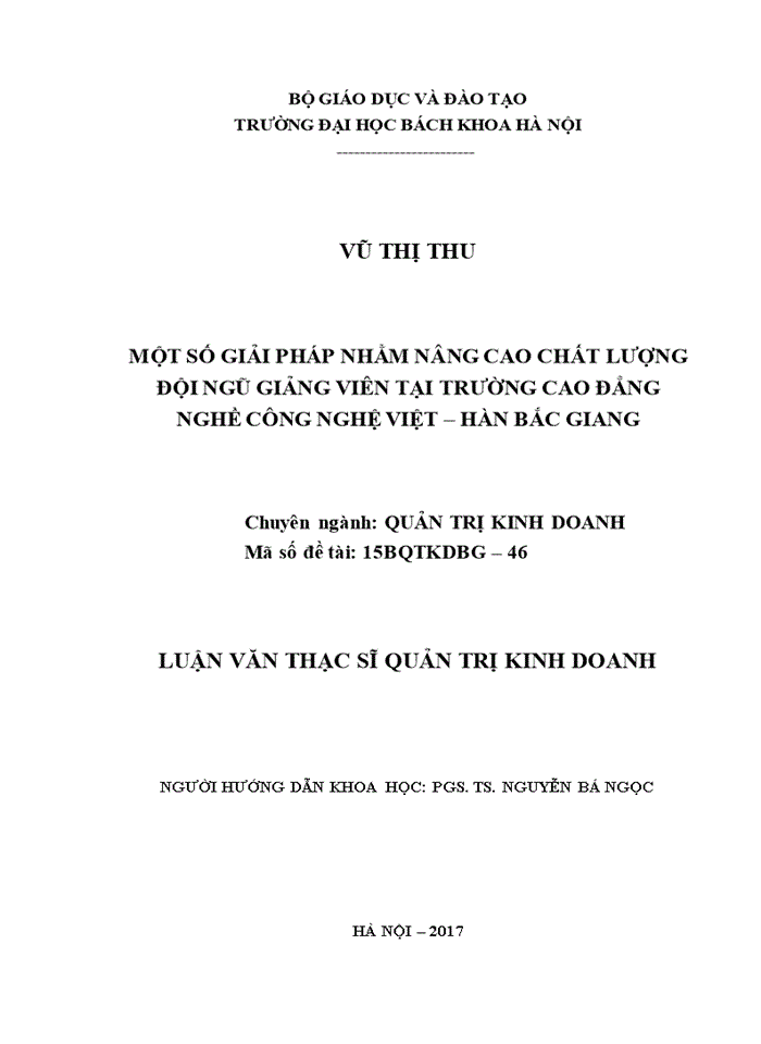 image for page Một số giải pháp nhằm nâng cao chất lượng đội ngũ giảng viên tại trường cao đẳng nghề công nghệ việt – hàn bắc giang 2017